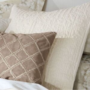 Ethan Allen Garment-Dyed Velvet Euro Shams Ivory set of 2